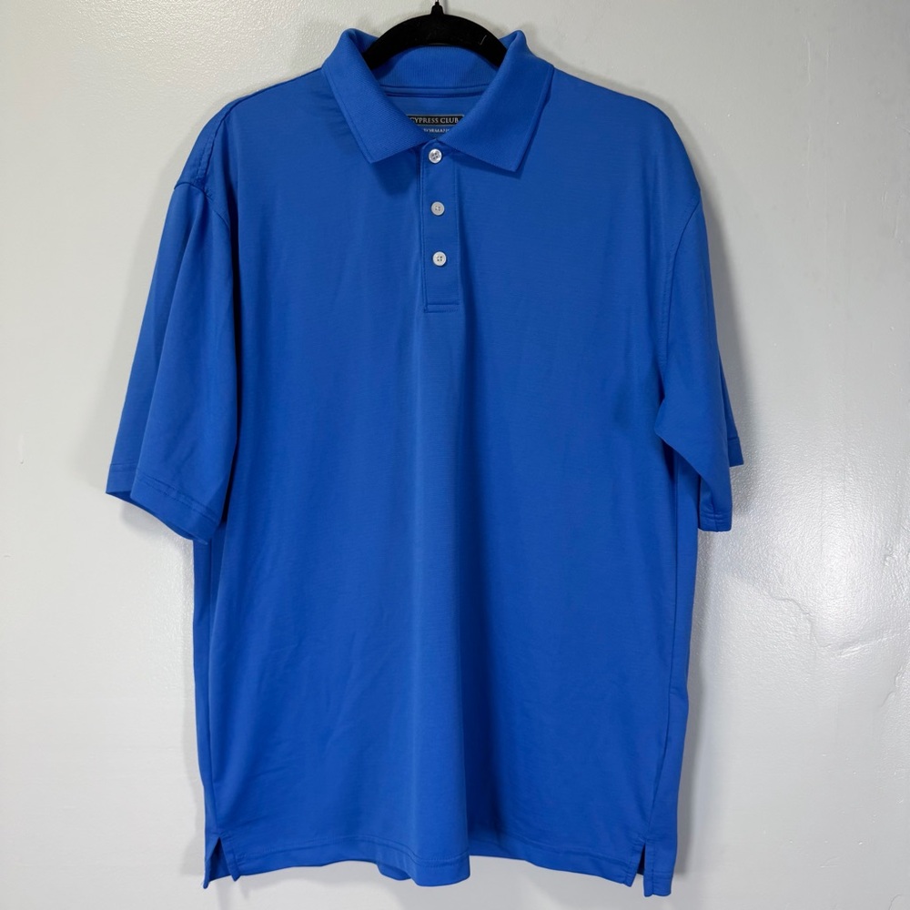 Cypress Club Performance Polo Mens Medium Blue Short Sleeve Golf Shirt SKU-10149